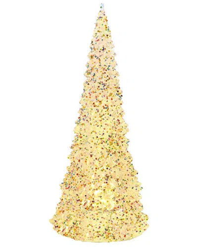 Kurt Adler 15.5-inch Battery Operated Led Silver Iridescent Tabletop Christmas Tree In Gold