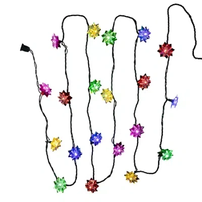 Kurt Adler 15.7' 20-light Multicolor Led Clear Lotus Flower With Green Wire String Lights