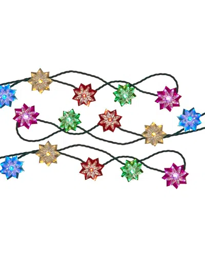 Kurt Adler 15.7-foot Ul 20-light Multicolor Led Clear Lotus Flower Light Set With Green Wire