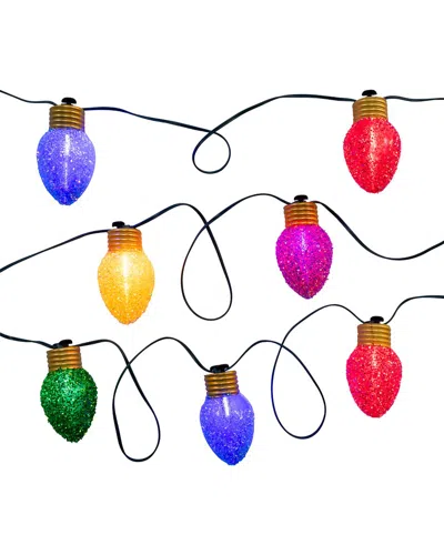 Kurt Adler 15ft 7l Led Multicolor Jumbo Glittered C9 Bulb Light Set
