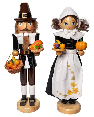 Kurt Adler 15in Pilgrim Nutcrackers 2pc Set In Black