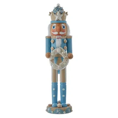 Kurt Adler 15-inch Wooden Beach Nutcracker In Blue