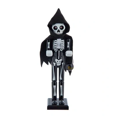 Kurt Adler 15-inch Wooden Halloween Skull Nutcracker In Black