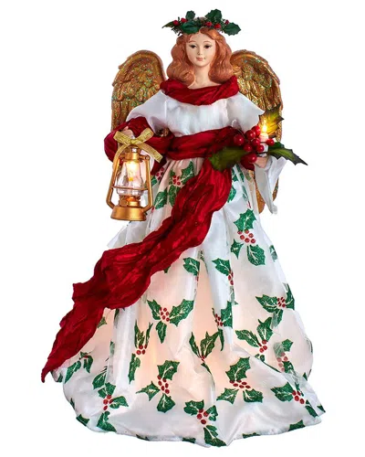 Kurt Adler 16-inch 10-light Holiday Formal Angel Tree Topper In Multi