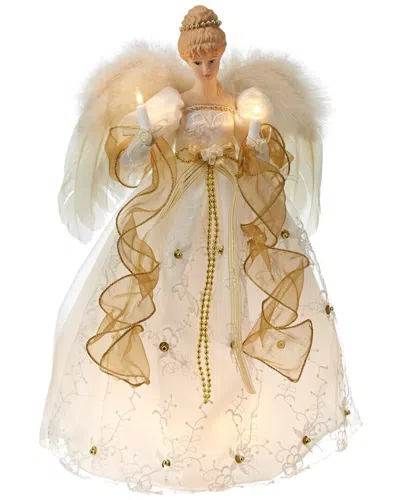 KURT ADLER KURT ADLER 16-INCH UL 10-LIGHT IVORY & GOLD ANGEL TREETOP