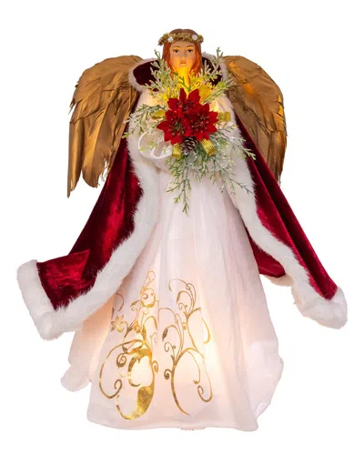 Kurt Adler 16in 10-light Ruby Pomegranate Angel Tree Topper In Multi