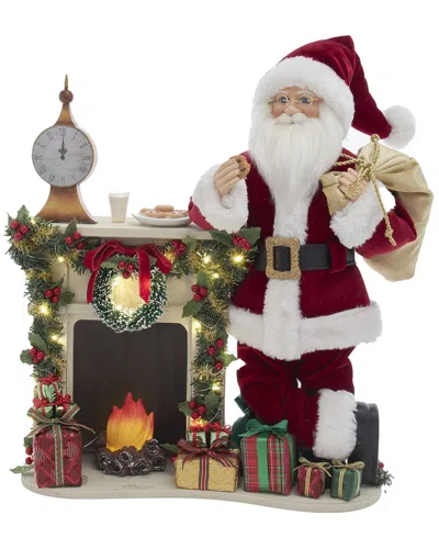 Kurt Adler 17-inch Ksa Kringles Santa With Led Fireplace Mantle In Multi