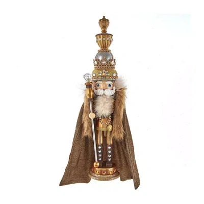 Kurt Adler 17.5-inch Hollywood Gold With Fuzzy Cape King Nutcracker In Green