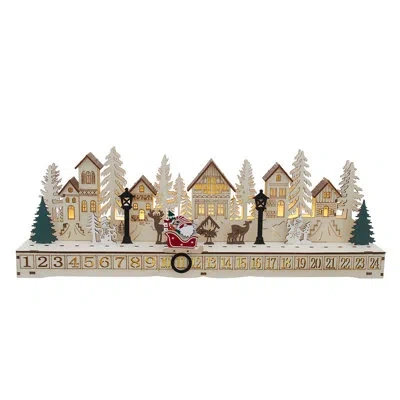 Kurt Adler 17.7" Battery Operated Led Lighted Village Scene With Calendar In Multi