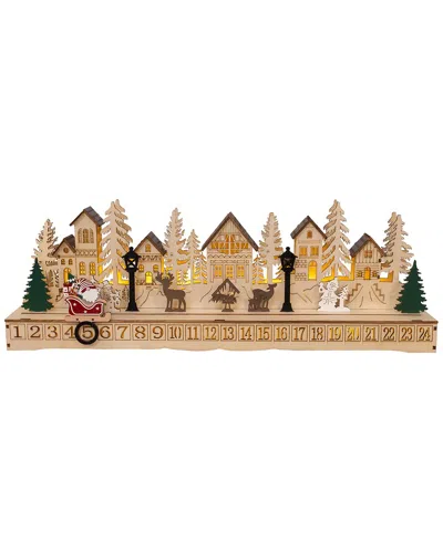 Kurt Adler 17.7in Battery Operated Led Lighted Village Scene With Calendar In Neutral
