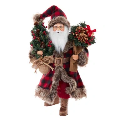Kurt Adler 17-inch Kringles Klaus Santa With Plaid Coat In Red