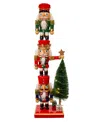 Kurt Adler 18" Battery Operated Nutcracker With Light Up Tree In Red And Green