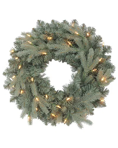 Kurt Adler 18-inch Battery-operated Pre-lit Warm White Cluster Led Blue Spruce Wreath In Green