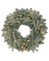 Kurt Adler 18-inch Battery-operated Pre-lit Warm White Cluster Led Blue Spruce Wreath In Green