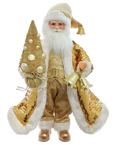 Kurt Adler 18-inch Ksa Kringle Standing Gold Santa With Tree