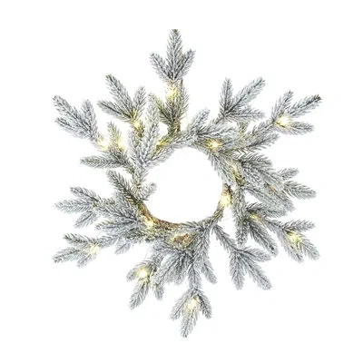 Kurt Adler 18" Lighted Polyvinyl Chloride (pvc) Wreath In Green;silver