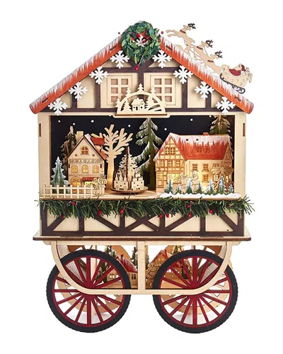 Kurt Adler 18.9in Wagon Santa Christmas Village Tablepiece In Multi