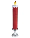 Kurt Adler 19.63in Battery Operated Red Glittered Candle With Warm White Led Flicker Flame In Red