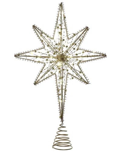 Kurt Adler 19.7-inch Battery Operated Led Lighted 8-point Gold Metal Star Tree Topper In Metallic