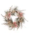 Kurt Adler 20" Wreath With Pink Poinsettias And Ornaments In Gold
