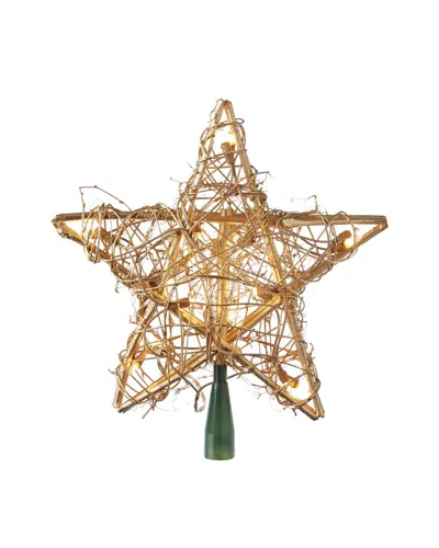 Kurt Adler 20-light Gold Rattan Star In Brown