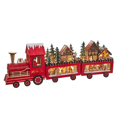 Kurt Adler 22.24-inch Battery Operated Led Lighted Truck With Santa And Home Scene Table Piece In Red