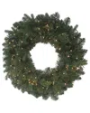 Kurt Adler 24-inch Pre-lit Warm White Led Noble Fir Wreath In Red