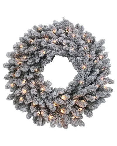 Kurt Adler 24-inch Battery-operated Warm White Led Vail Pine Wreath In Green