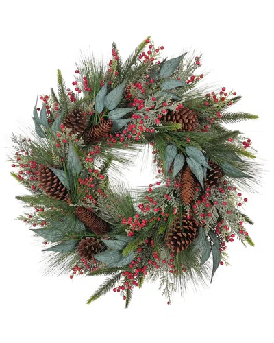KURT ADLER KURT ADLER 24-INCH DECORATED UNLIT RATTAN WITH PINECONES WREATH