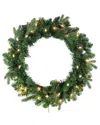 Kurt Adler 24-inch Pre-lit Clear Jackson Pine Wreath In Green