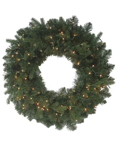 Kurt Adler 24-inch Pre-lit Warm White Led Noble Fir Wreath In Green