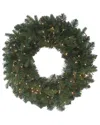 Kurt Adler 24-inch Pre-lit Warm White Led Noble Fir Wreath In Green