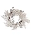 Kurt Adler 24in Un-lit Decorated White Rattan Wreath In White