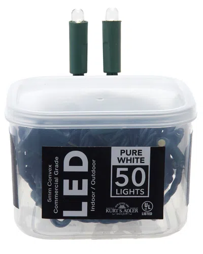 Kurt Adler 25.5-foot Ul 50-light Convex Pure White 5mm Led Green Wire Light Set In Multi