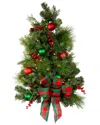 Kurt Adler 26in Battery-operated Pre-lit Red & Green Wall Tree With Bow In Green