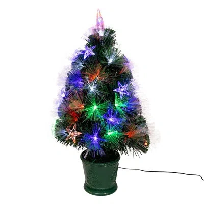 Kurt Adler 2-foot Led Fiber Optic Potted Tree In Multicolor