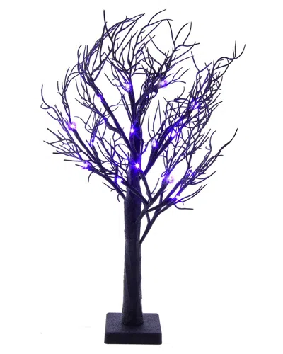 Kurt Adler 2ft Purple Led Black Glitter Tabletop Tree