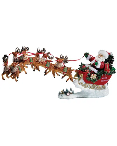 Kurt Adler 2pc 24in Musical Santa With 8 Reindeer In Multi