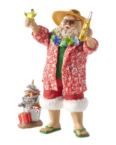 Kurt Adler 2pc Beach Santa Set In Red
