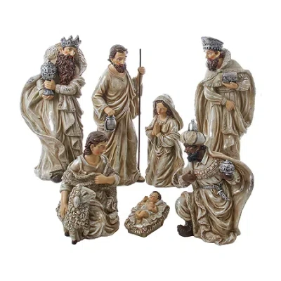 Kurt Adler 3-13-inch Resin Nativity Table Piece 7 Piece Set In Sand