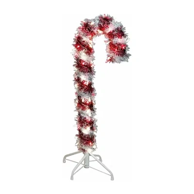 Kurt Adler 3 Foot Prelit Led Tinsel Candy Cane Christmas Yard Art In Red