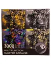 Kurt Adler 3000-light 98ft Cluster Garland With Cool White Led Lights In White
