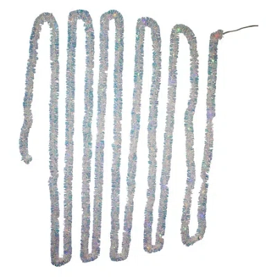 Kurt Adler 32.8-foot Battery-operated Iridescent Tinsel Garland With 100 Multi-colored Lights In Blue