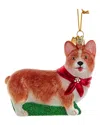 Kurt Adler 3.5in Noble Gems Corgi Glass Ornament In Red
