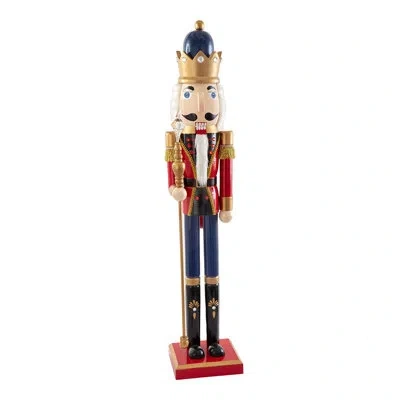 Kurt Adler 36-inch Wooden Red And Blue King Nutcracker In Multicolored