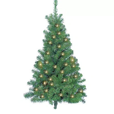 Kurt Adler 4 Ft. Pre-lit Norway Pine Wall Christmas Tree In Green