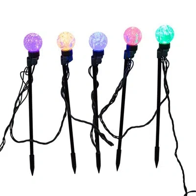 Kurt Adler 40-light Warm White Led G40 Globe Yard Stakes, 10-piece Set In Multicolor