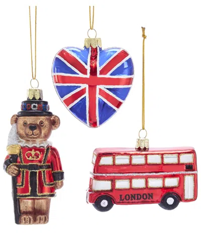 Kurt Adler 4.5-inch Britain Inspired Glass Ornaments In Red