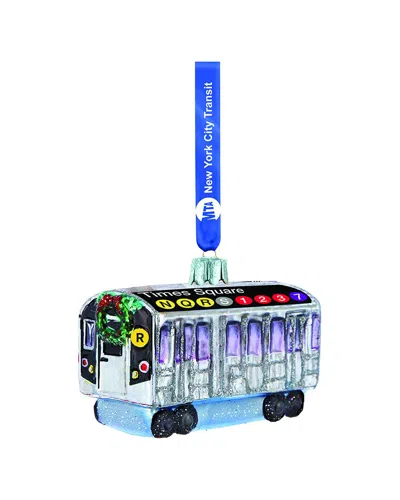 Kurt Adler 4.5in Glass Mta Subway Car Ornament In Multi