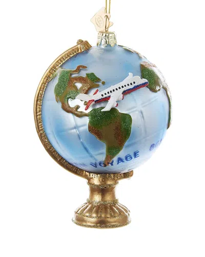 Kurt Adler 4.5in Noble Gems Travel Globe With Airplane Ornament In Multicolor